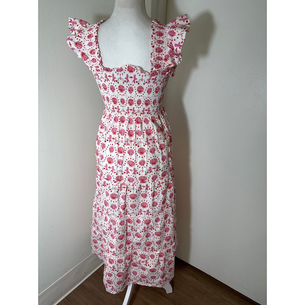 Hill House The Nap Dress Pink White Sea Shell Cotton Maxi Dress Sz S - Picture 3 of 5